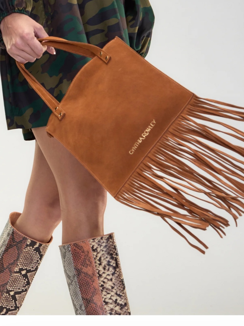 Cynthia Rowley Cognac Fringe Leather Tote